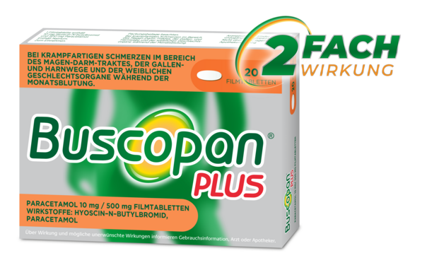 Buscopan® plus Paracetamol 10 mg/ 500 mg Filmtabletten, A-Nr.: 3904096 - 01