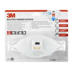 3M™ Aura™ Maske für Dämmstoffe und Hartholz 9332+, FFP3, mit Ventil, 2 pro Packung, A-Nr.: 5646899 - 01