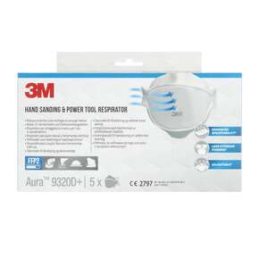3M™ 9320D+ Aura™ Einweg-Partikel-Atemschutzmaske, FFP2, ohne Ventil, 5/Packung, A-Nr.: 5628861 - 01